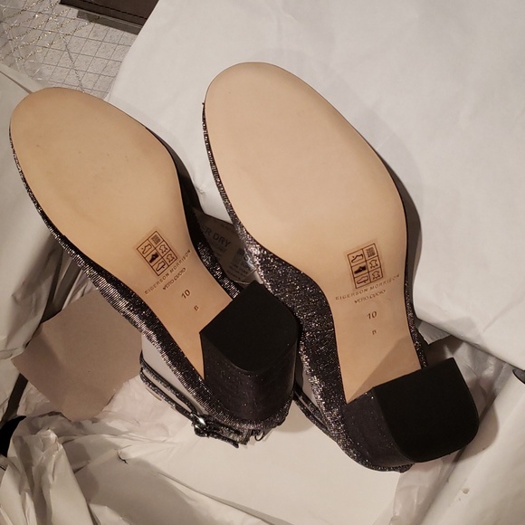 Sigerson Morrison NEW Designer Pump PLUM2 Heels Ankle Strap Lurex Shoe Womens 10 - Picture 17 of 17